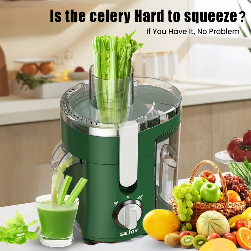 SEJOY Compact Fruits Juicer 500W Wide Mouth Centrifugal Juice Extractor