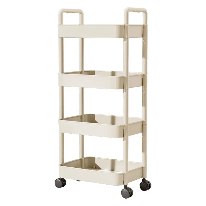 Trolley With Handlebar And Storage Rack For Kitchen And Bathroom