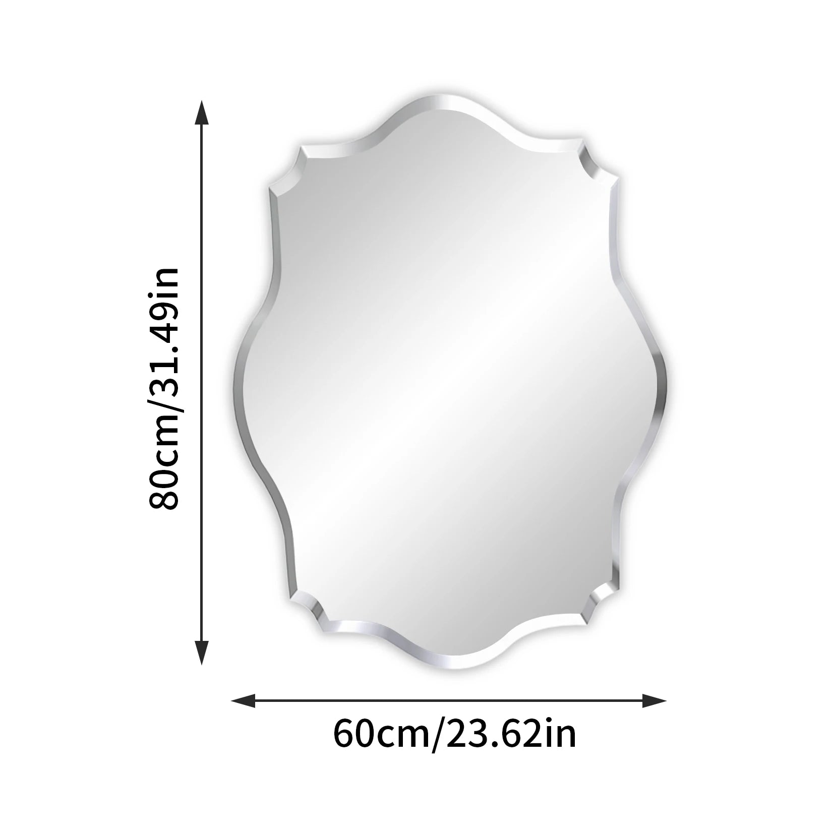 Wisfor Wall Mirror Scalloped Frameless Beveled Edge Polished For Bathroom