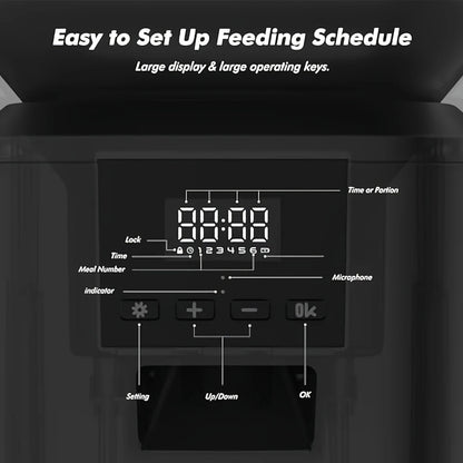 Nityers 8L Automatic Cat Feeder With Key Control Voice Recorder
