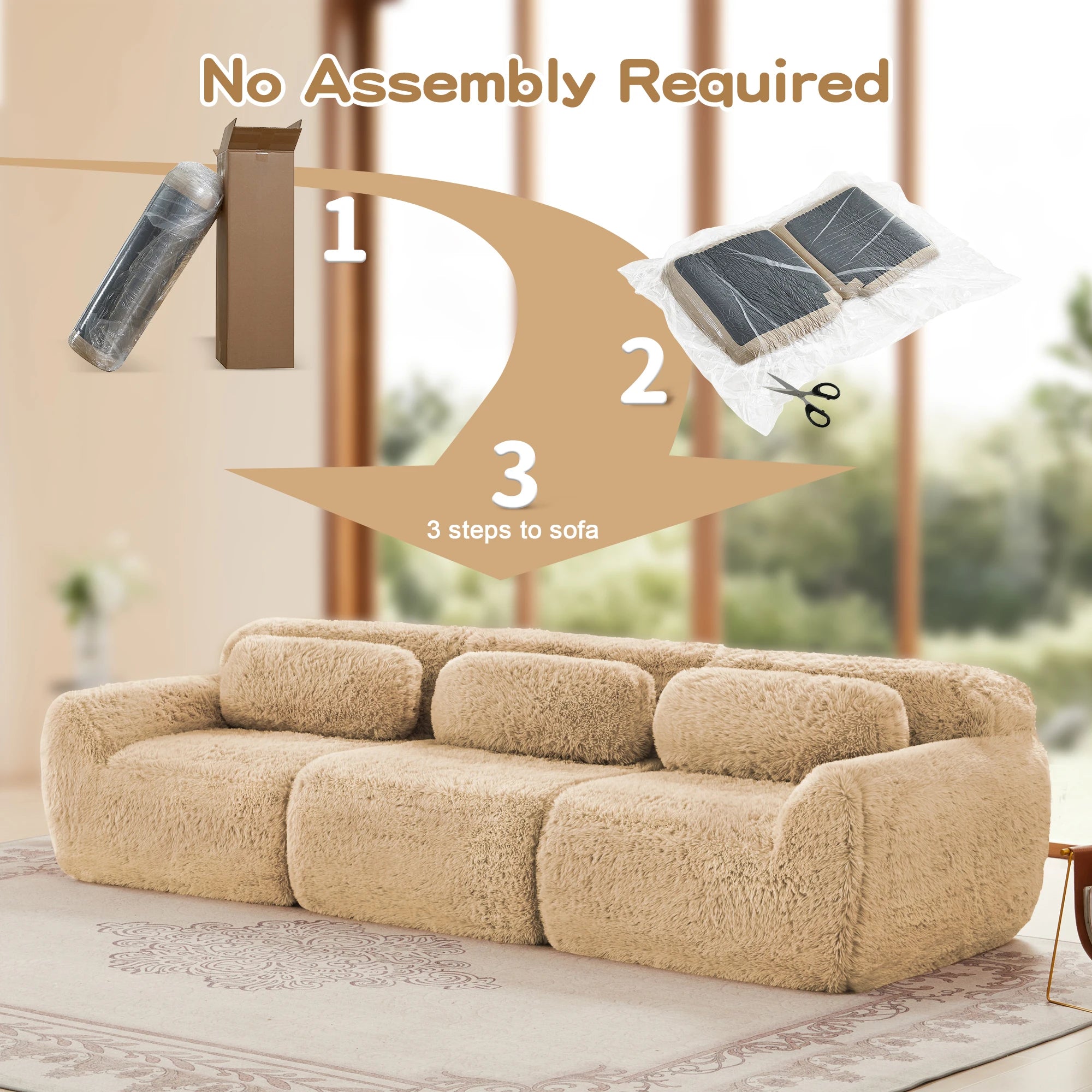 Modern Plush Modular Sectional Sofa With Pillows