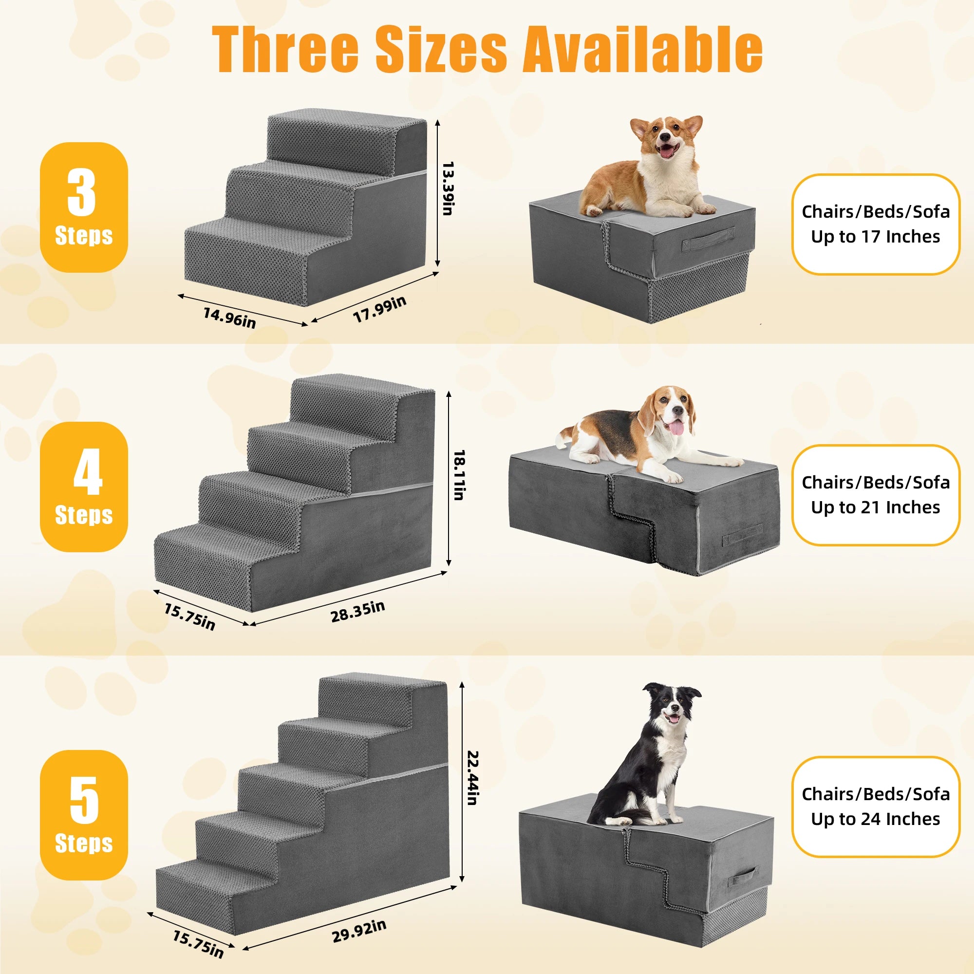 Curved Foam Dog Stairs With Non Slip Grip For Pets
