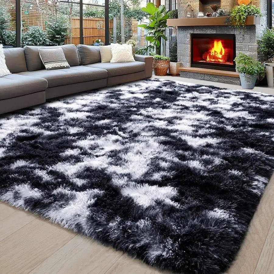 Modern Soft Shag Rug For Bedroom And Living Room With Plush Carpet