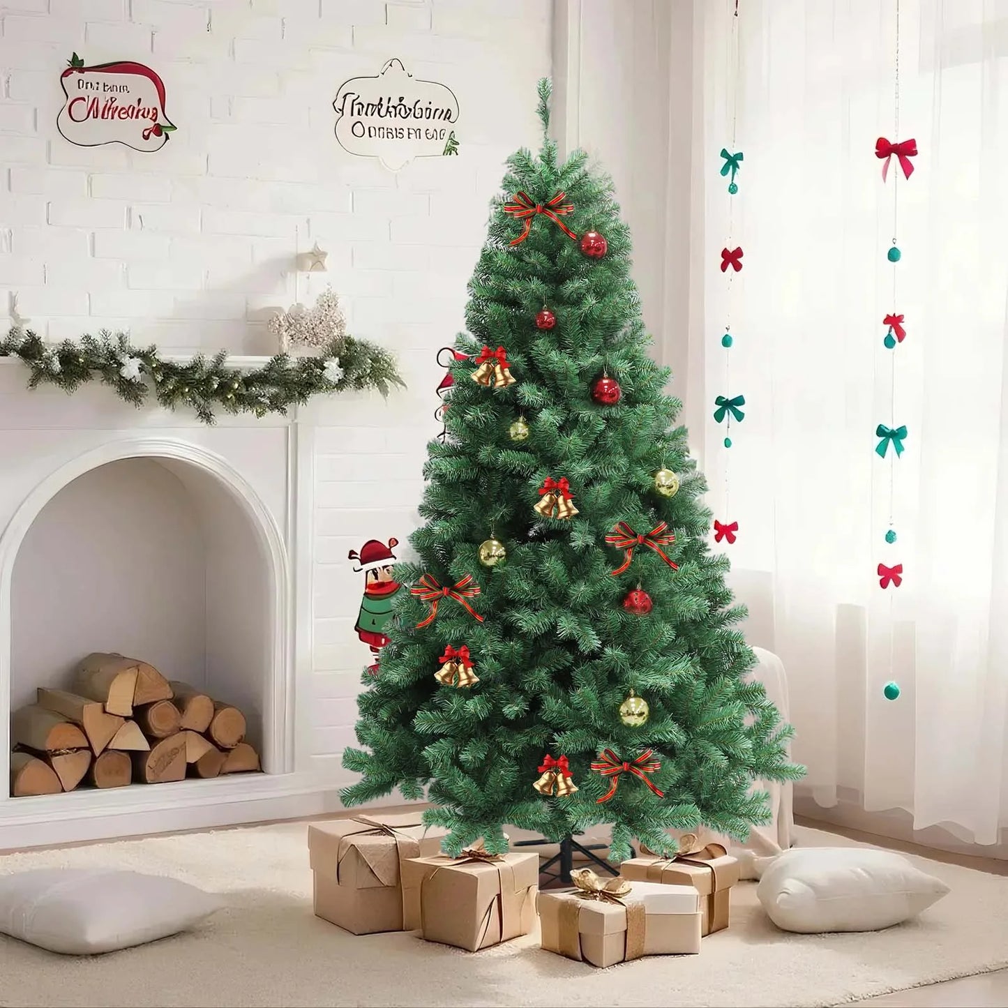 Artificial Hinged Christmas Tree With LED Lights 8 Lighting Modes