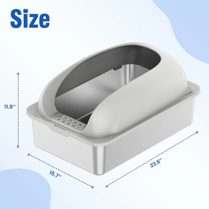 Stainless Steel Cat Litter Box Lid Scoop Mat Included