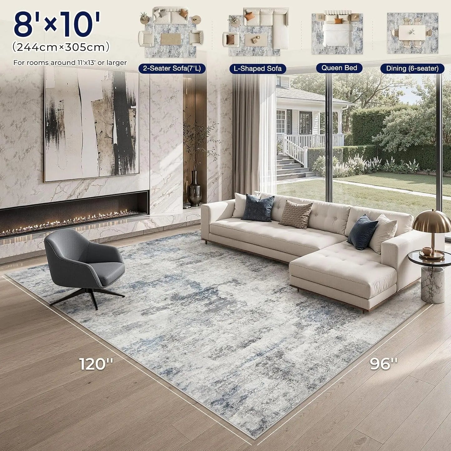 Area Rug For Living Room Non Slip Washable Indoor Carpet
