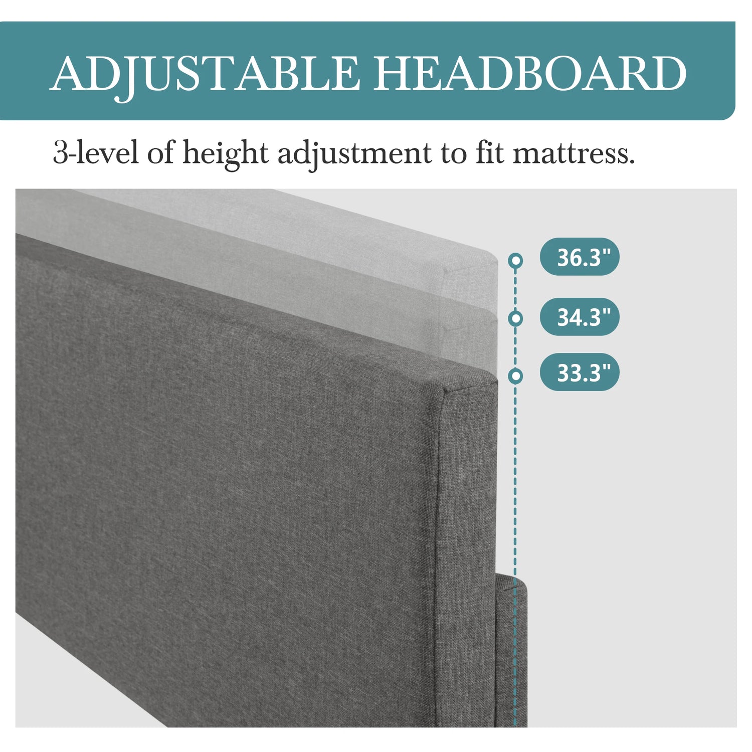 HOOMIC Upholstered Bed Frame With Adjustable Linen Headboard
