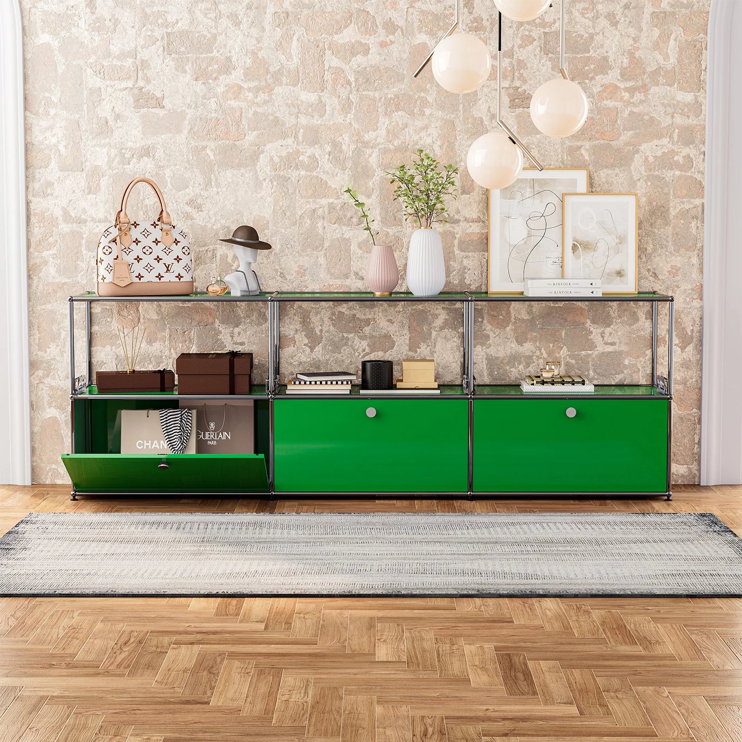 Modern TV Stand Storage Cabinet Stainless Steel Organizer