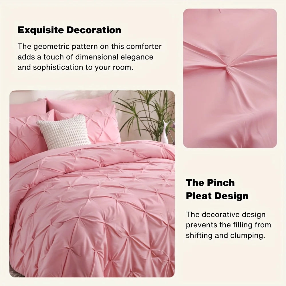 NIGHT COMFORT Pintuck Bed In A Bag Comforter Set With Sheets