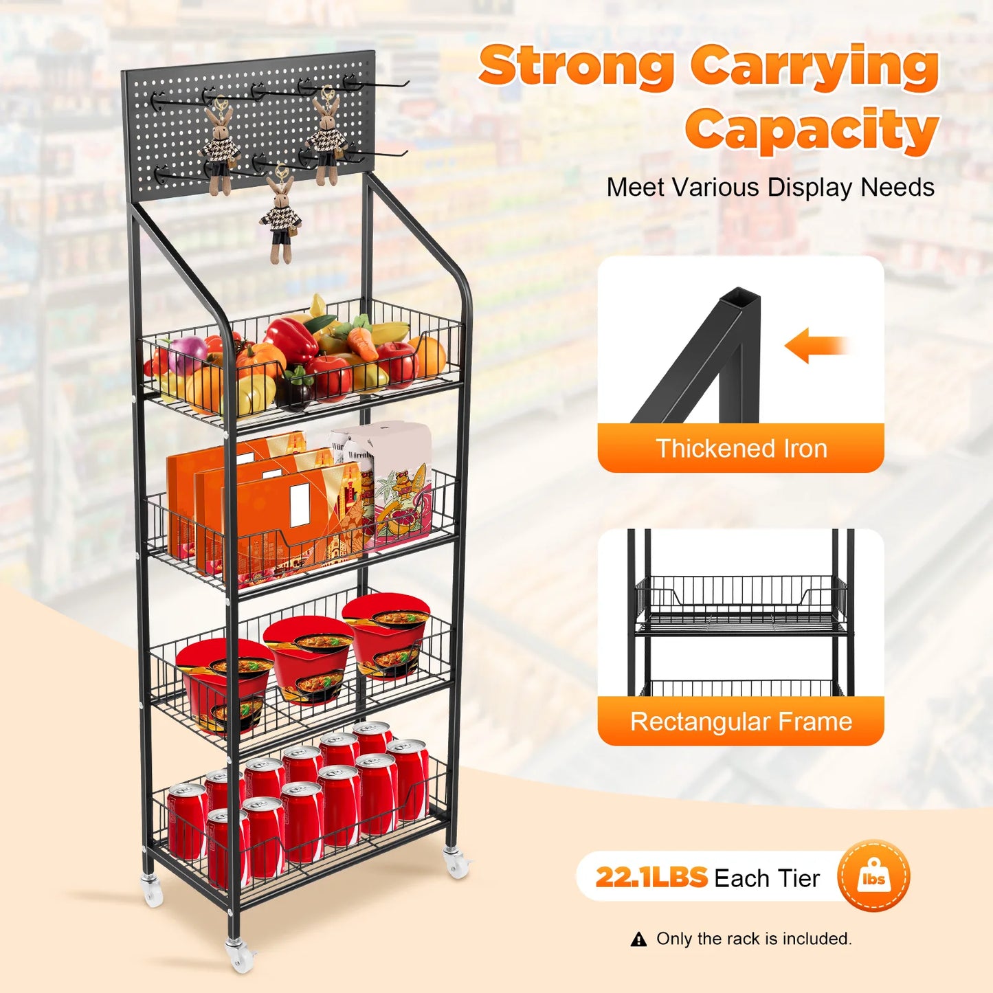 Bymaocar 4-Tier Wheel Display Rack Cart