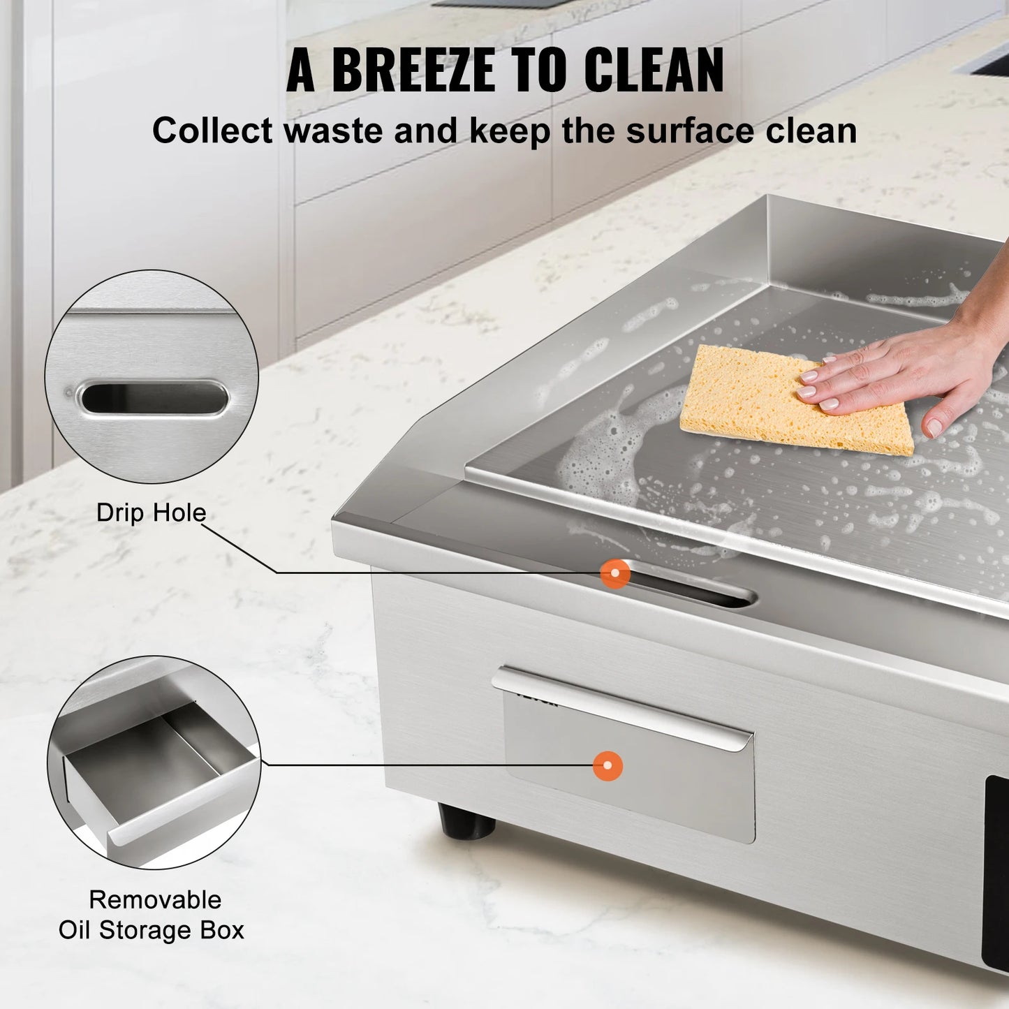 SucceBuy Commercial Electric Grill Flat Pan Stainless Steel Griddle