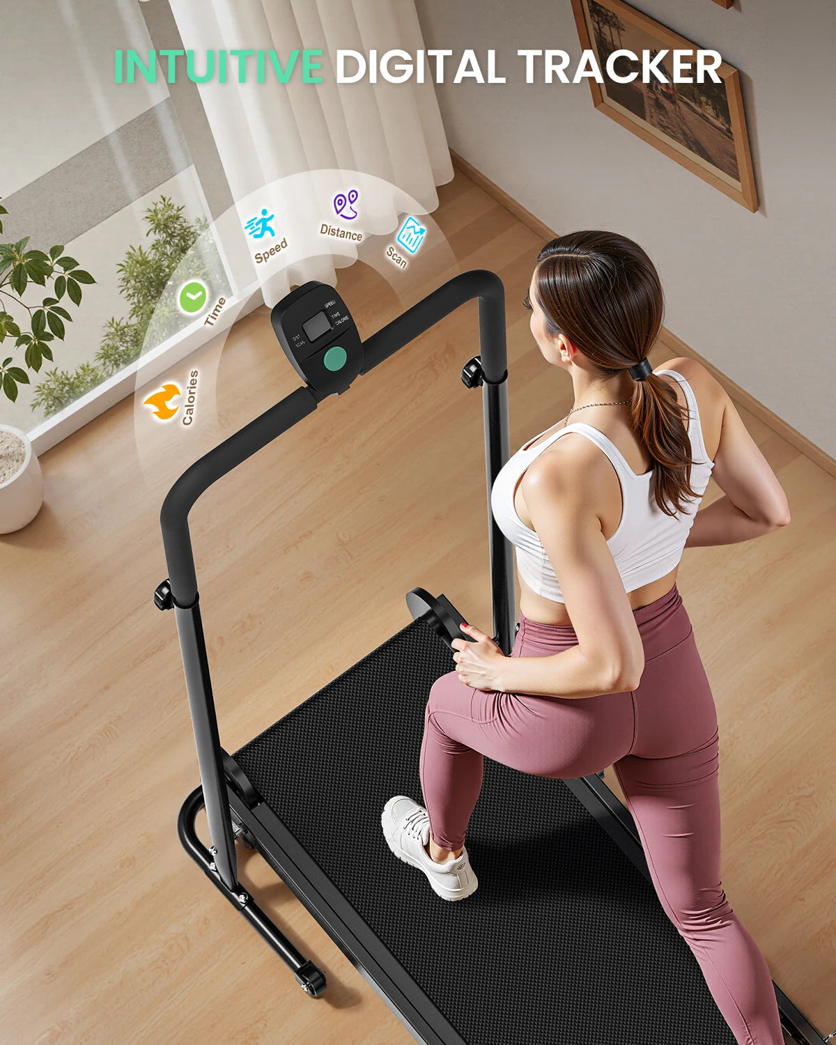 AKLUER Non Electric Treadmill With Dual Flywheels Fixed Incline