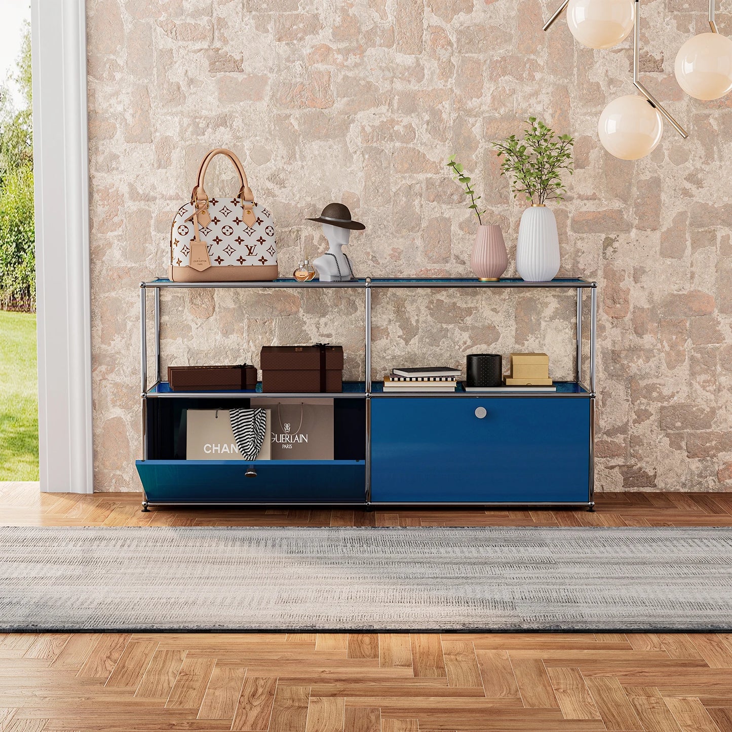 Modern TV Stand Storage Cabinet Stainless Steel Organizer