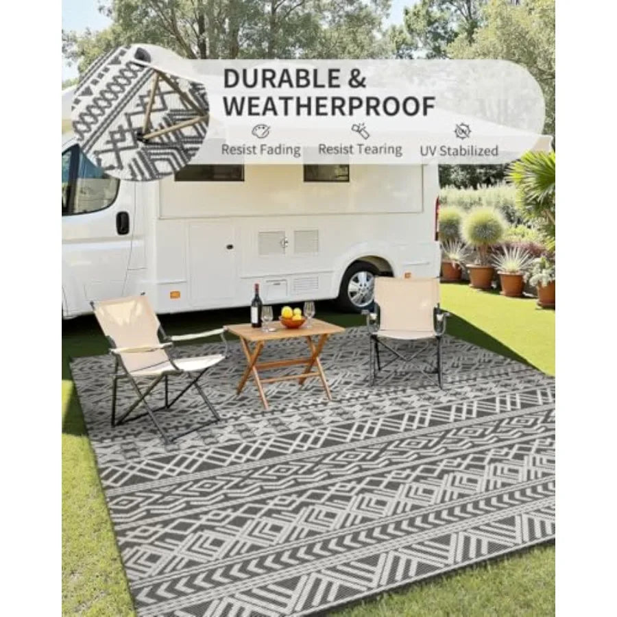 Outdoor Waterproof Rug For Patio And RV Camping Reversible Straw