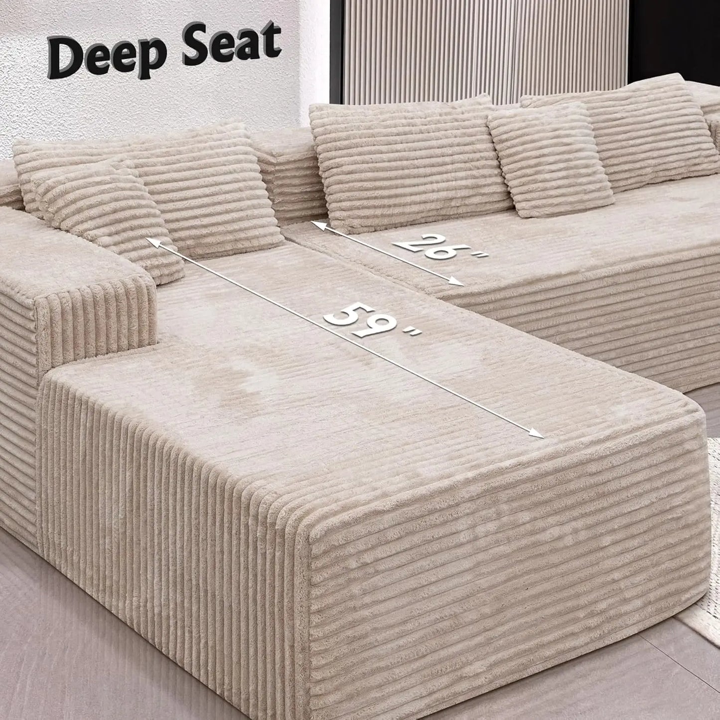 Modular L Shape Sectional Sofa With Deep Seats
