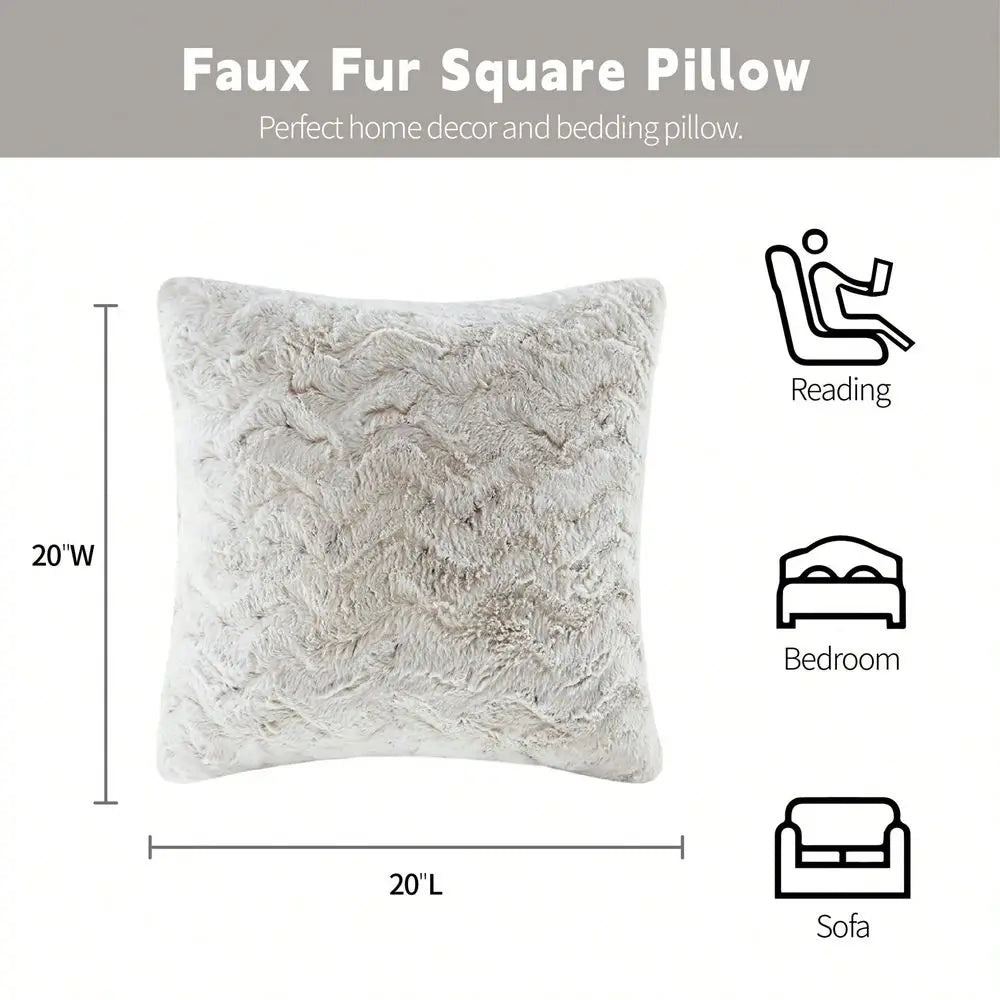 Zuri Faux Fur Animal Throw Pillow Luxury Square Decorative Pillow