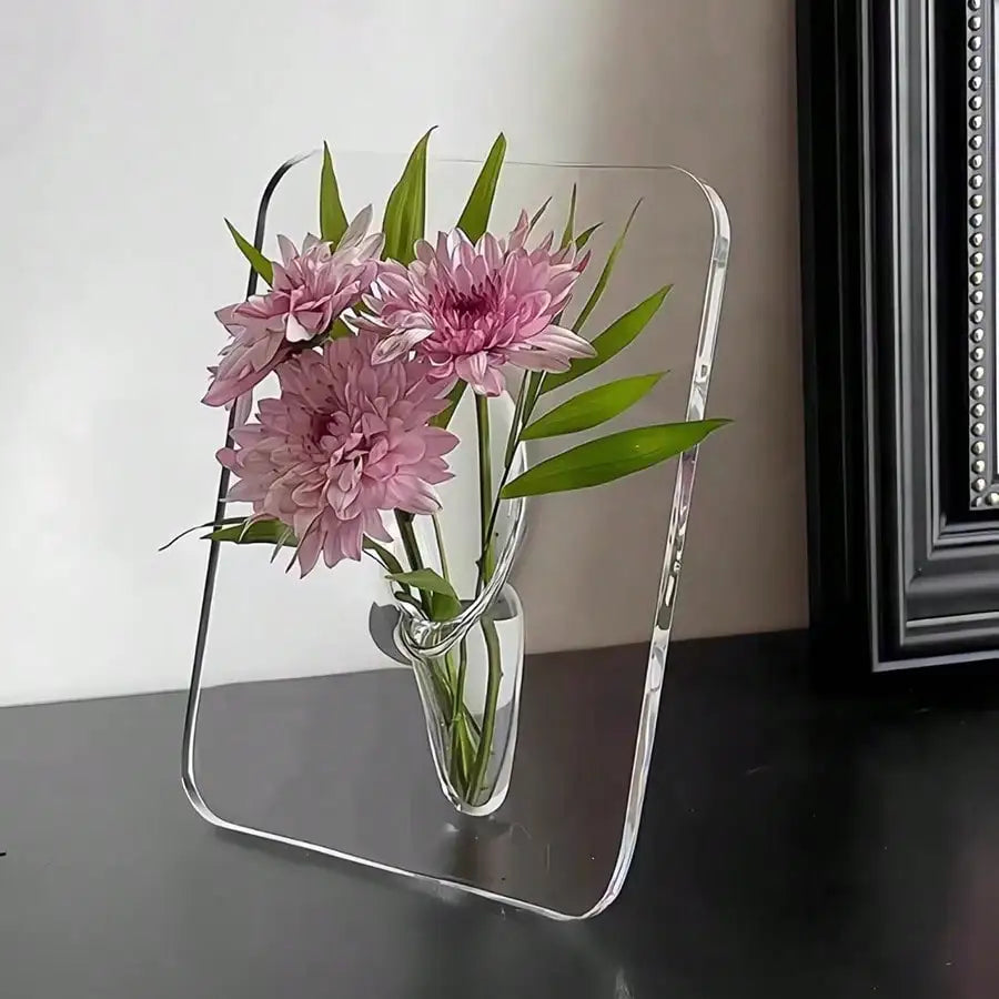 Clear Acrylic Frame Flower Vase For Modern Home Decor