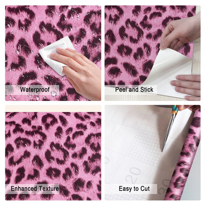 Peel And Stick Leopard Print PVC Wallpaper For Decor