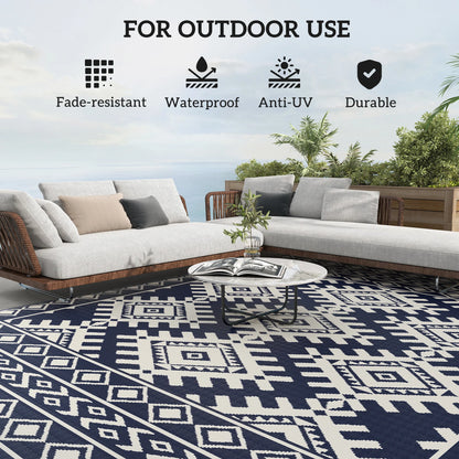Outdoor Geometric Rug With Rhombus Border Floor Mat For Outdoors
