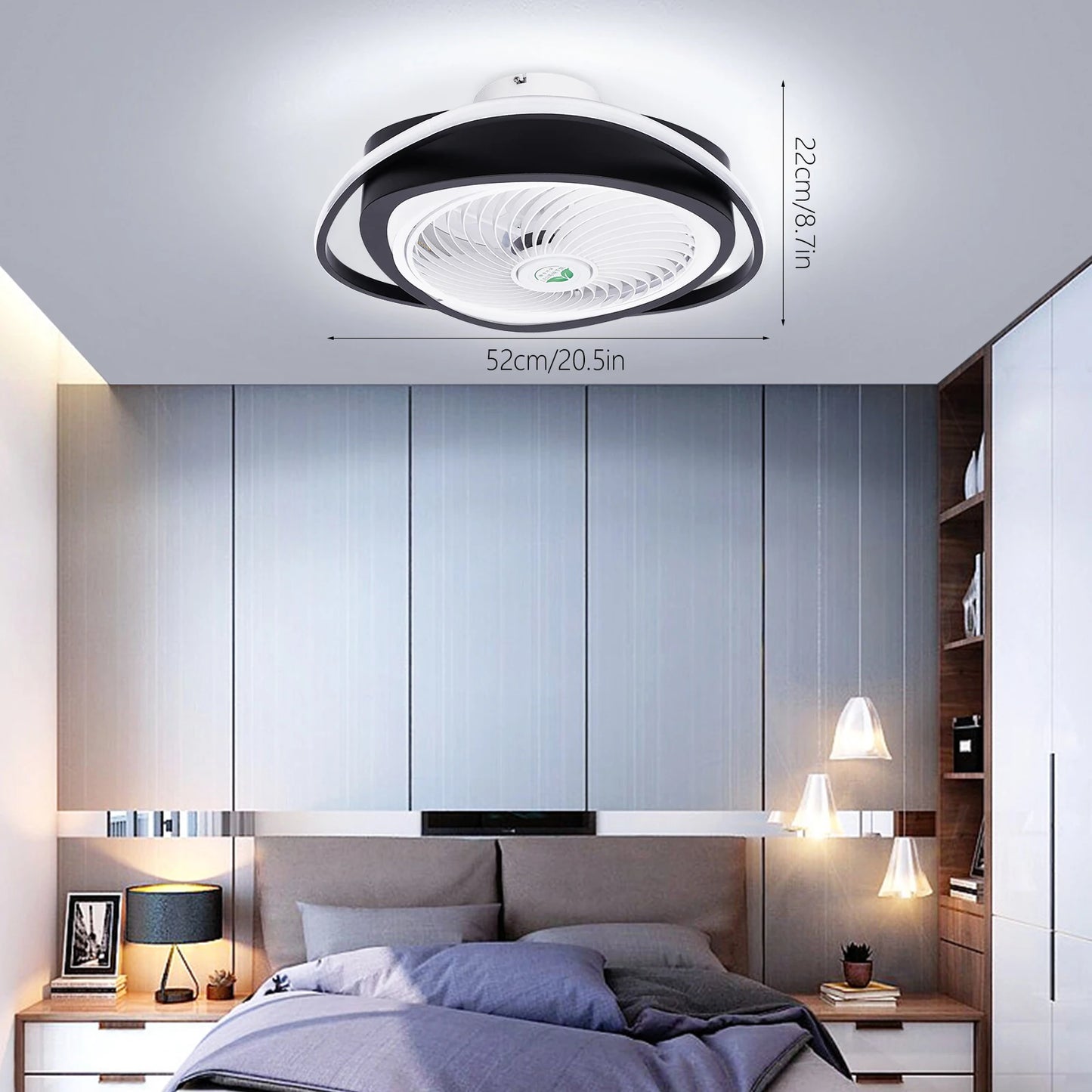 Ceiling Fan With Light LED Remote Control Dimmable