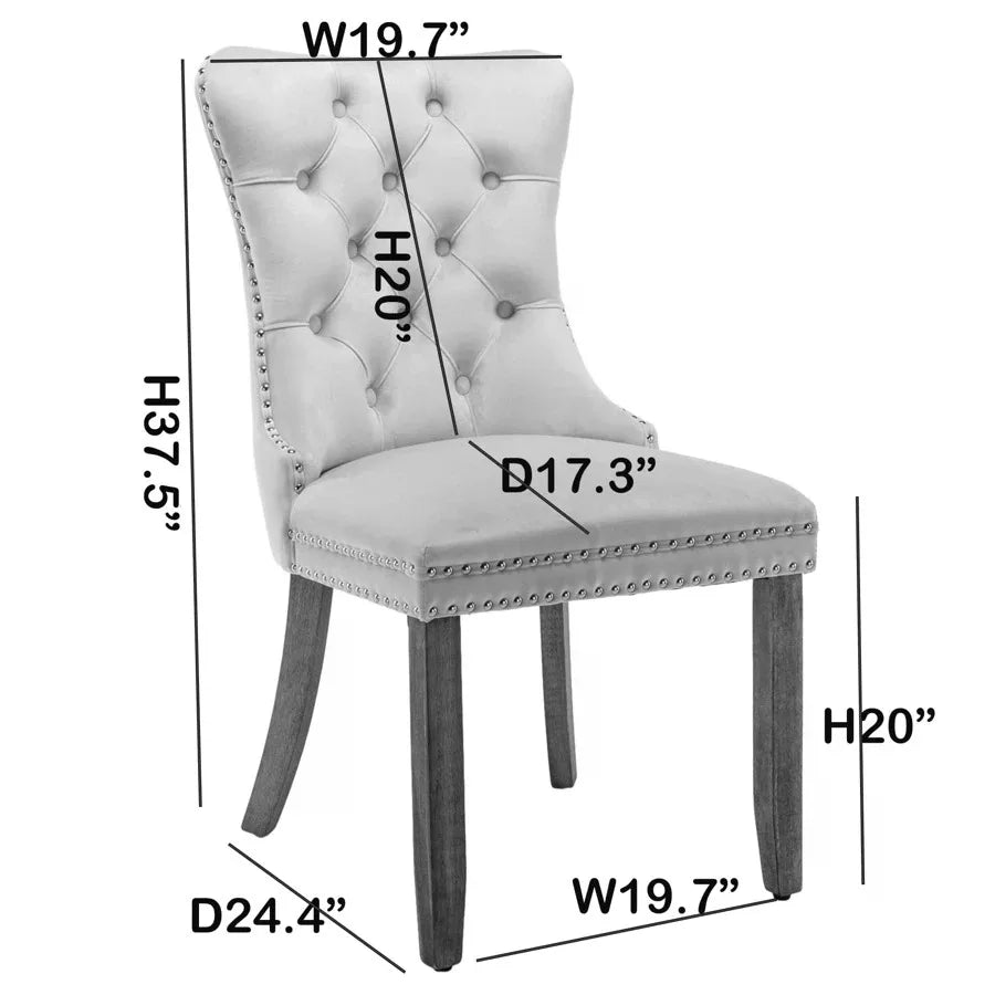 Tufted Velvet Dining Chairs With Solid Wood Legs And Trim
