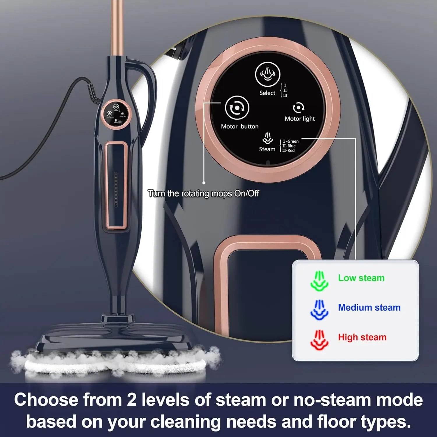 Devoac Lightweight Steam Mop With Rotating Pad For Floors