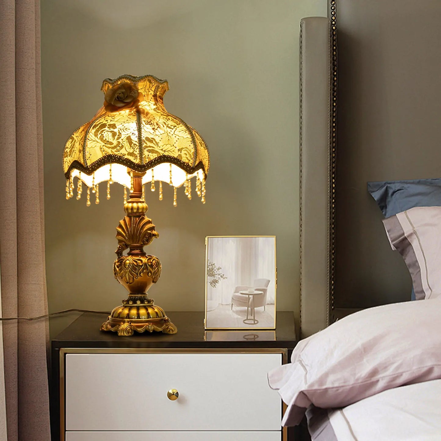 Bymaocar Bedside Table Lamp 100260V With Push Button Switch