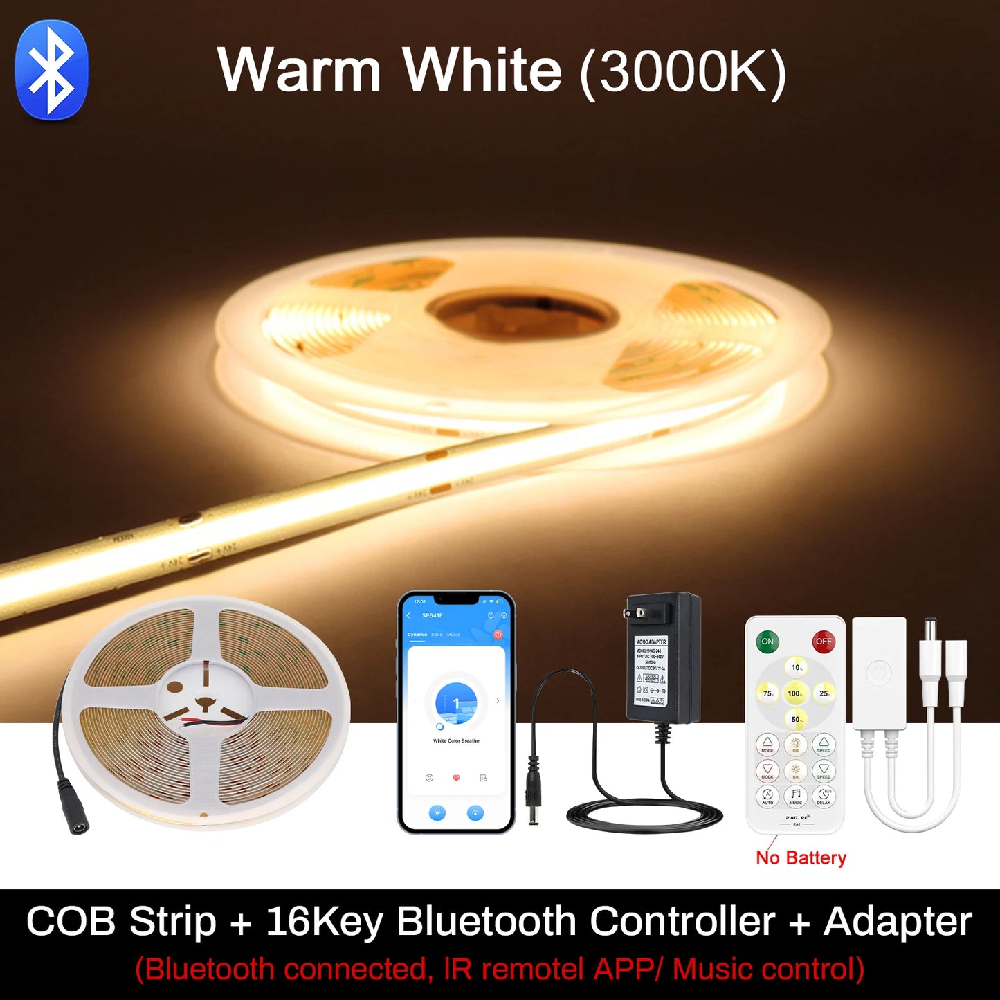 Cooleeon Tuya Smart Life COB LED Strip Light RGB Tape