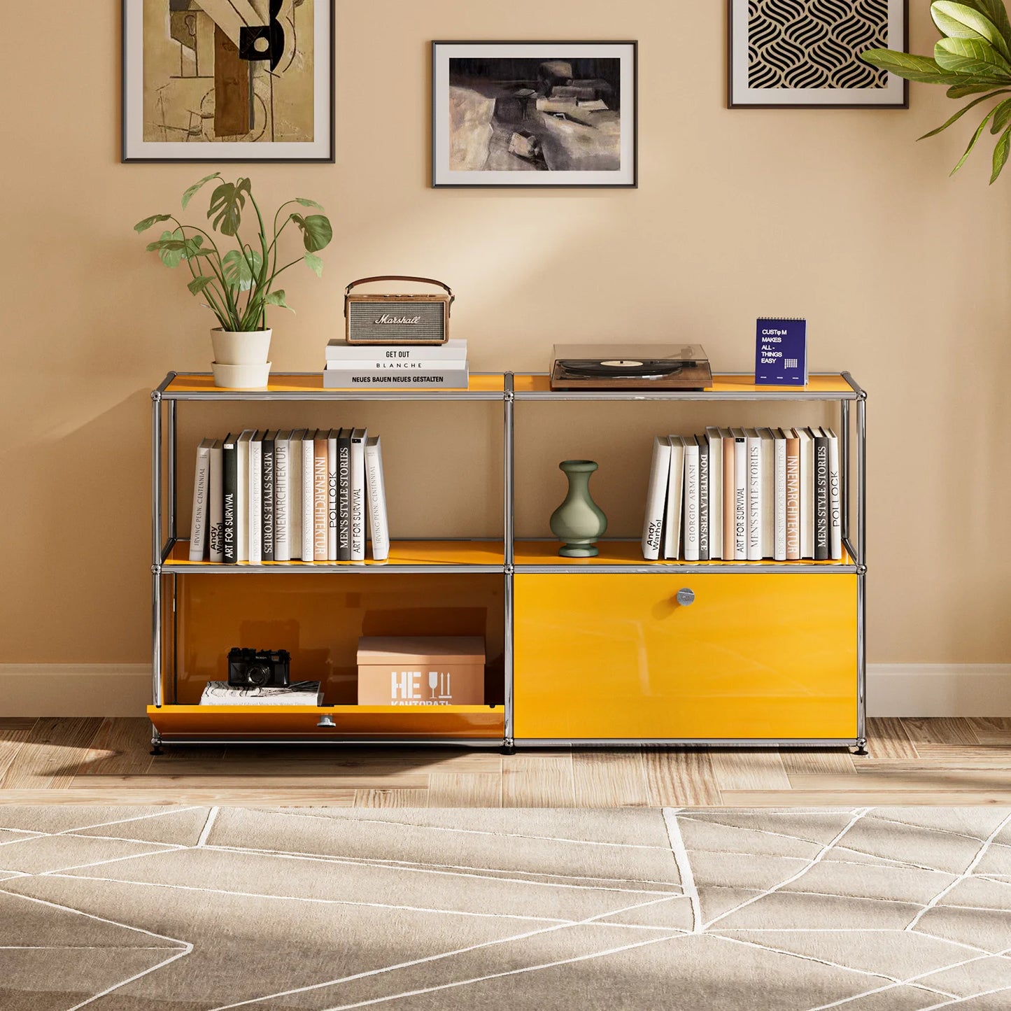 Modern TV Stand Storage Cabinet Stainless Steel Organizer
