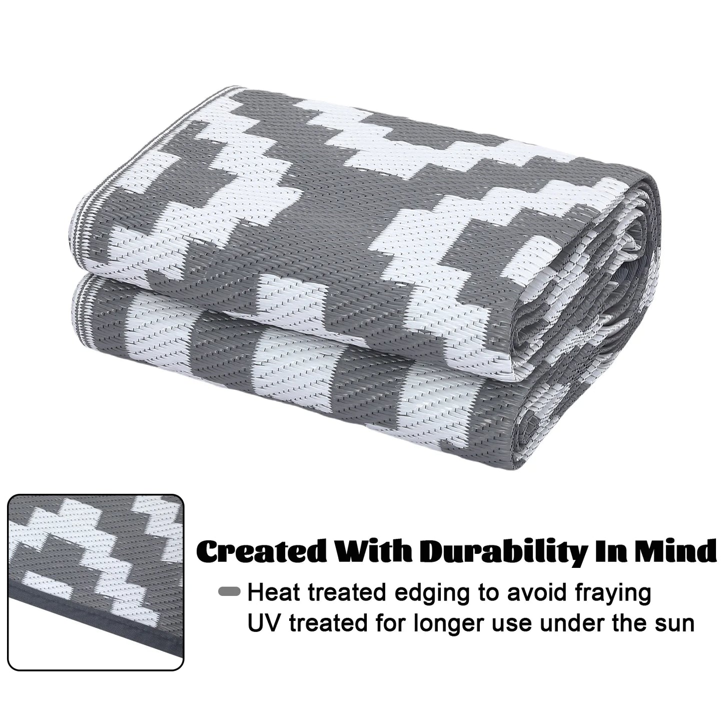 StudysetCN Outdoor Plastic Straw Geometric Rug Waterproof Reversible For Patio