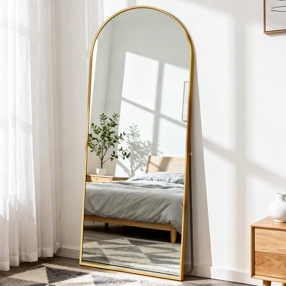 JHK Full Length Mirror With Aluminum Frame Leaning Or Standing