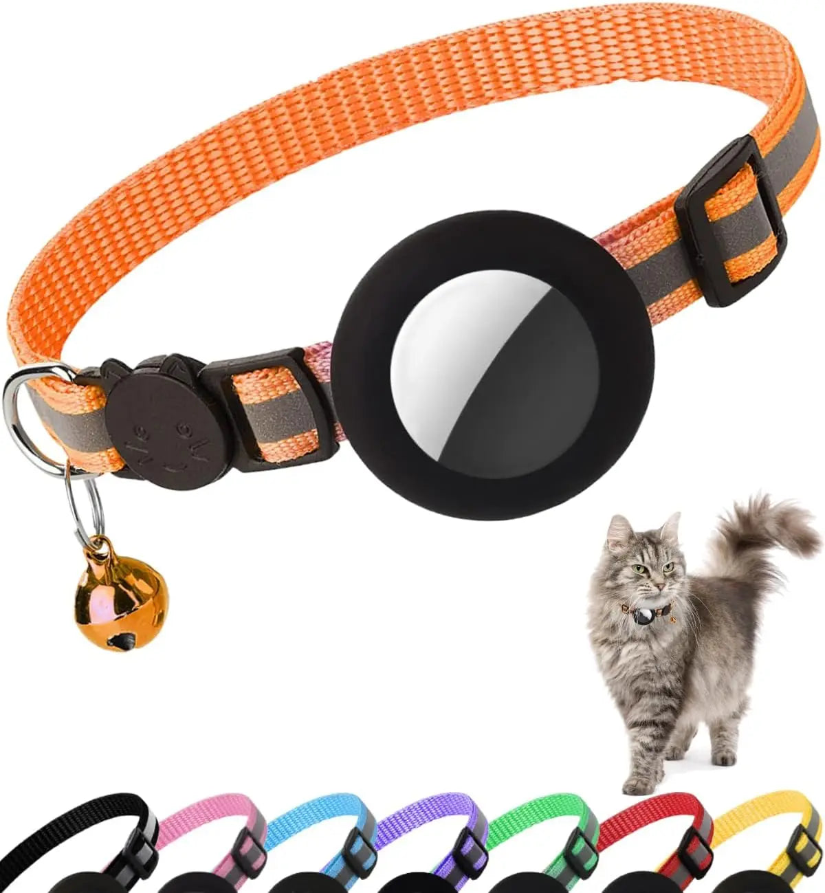 AirTag Cat Collar Breakaway Reflective Kitten Collar With AirTag Holder