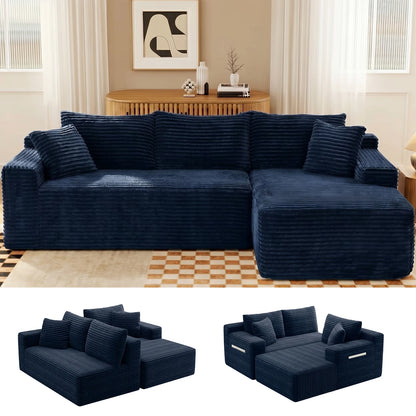 Cloud Modular Sectional Corduroy Sofa With L Shape Chaise
