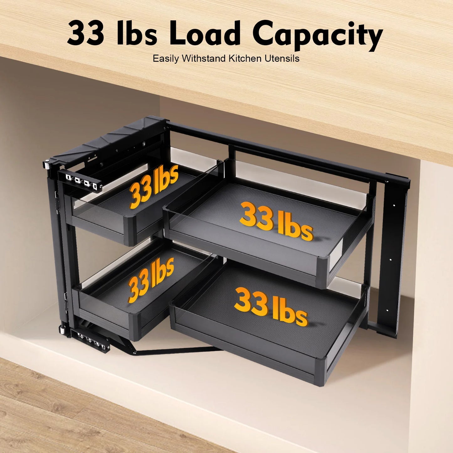 Bymaocar Blind Corner Cabinet Pull Out Organizer With 2 Tiers