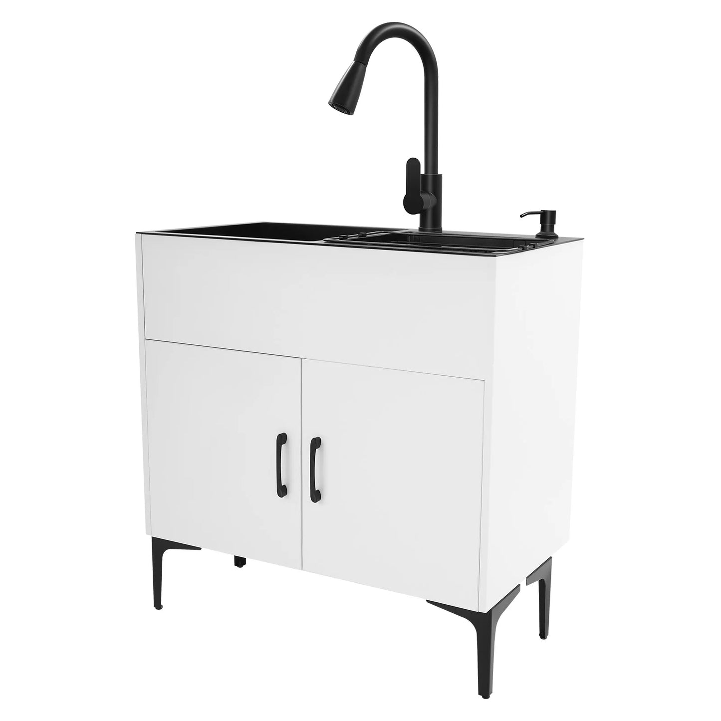 Bymaocar Stainless Steel Pull Out Kitchen Faucet With Double Basin