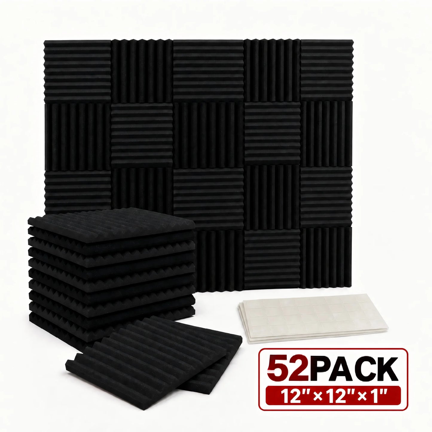 52 Pack Acoustic Foam Panels for Home Recording Studio