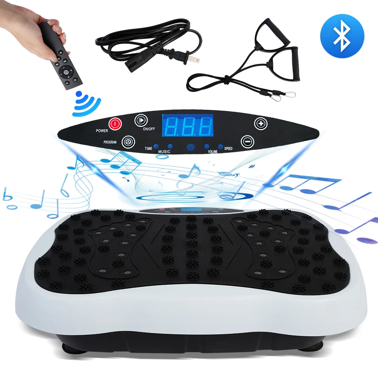 Full-Body Vibration Plate Exercise Machine With Resistance Bands Remote Control