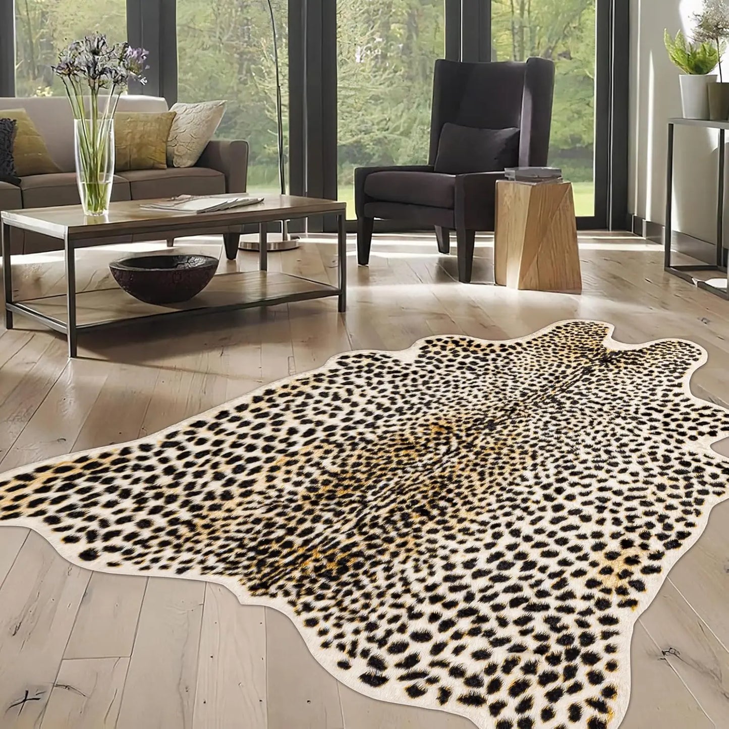Faux Leopard Print Rug For Bedroom And Living Room
