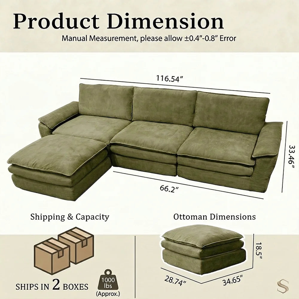 YQzyphyna Modern Cloud Modular L Shape Sofa Set With Pillows