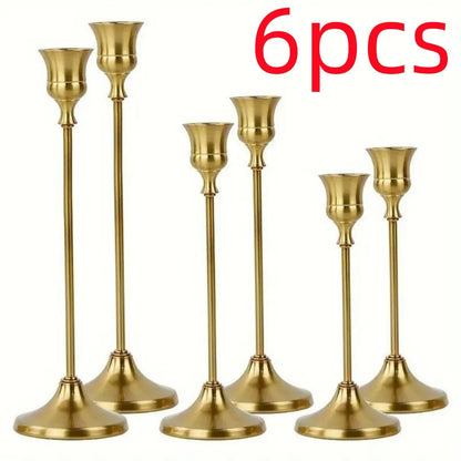 6-Piece Metal Candlestick Holders Set For Home And Wedding Decor