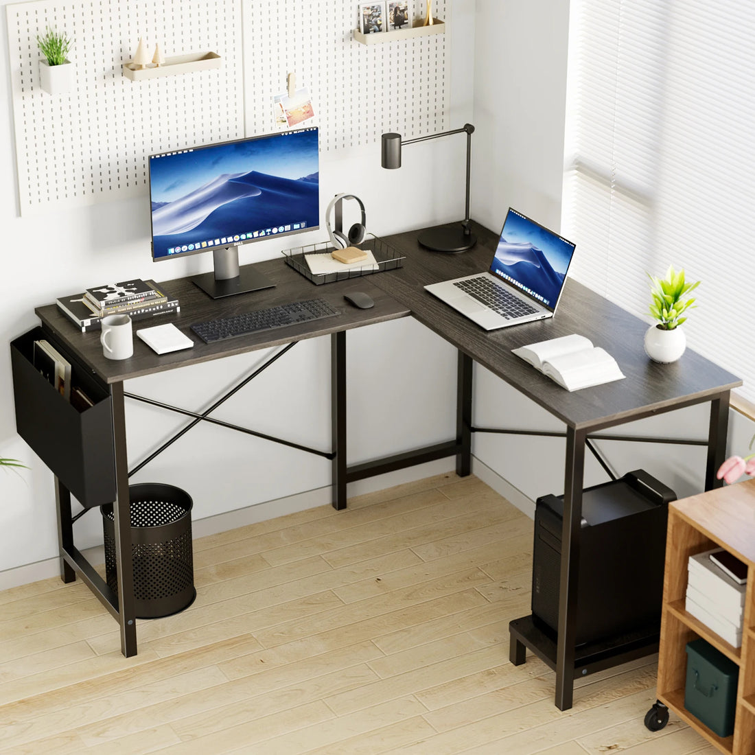Jhk L Shape Gaming Computer Desk With Storage Shelf