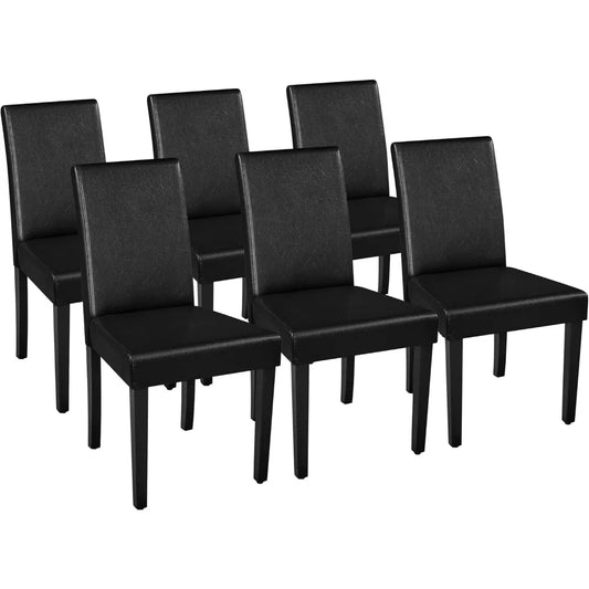 MKDK Dining Chairs Set of 6 Faux Leather Rubberwood