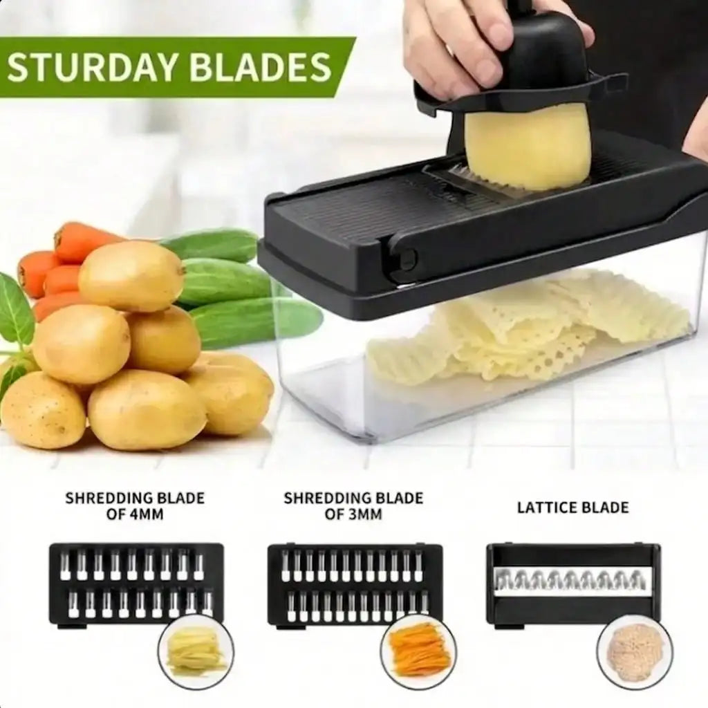 Multi Functional Vegetable Chopper With Eight Stainless Steel Blades