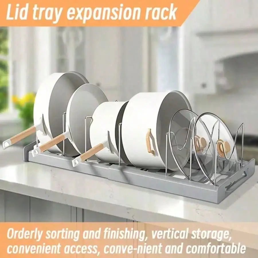 Premium Stainless Steel Pull Out Pot Lid Organizer Rack