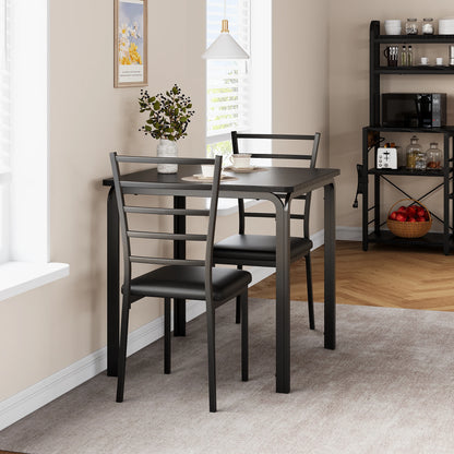 HiMiss Modern Three Piece Metal Dining Table Set For Compact Spaces