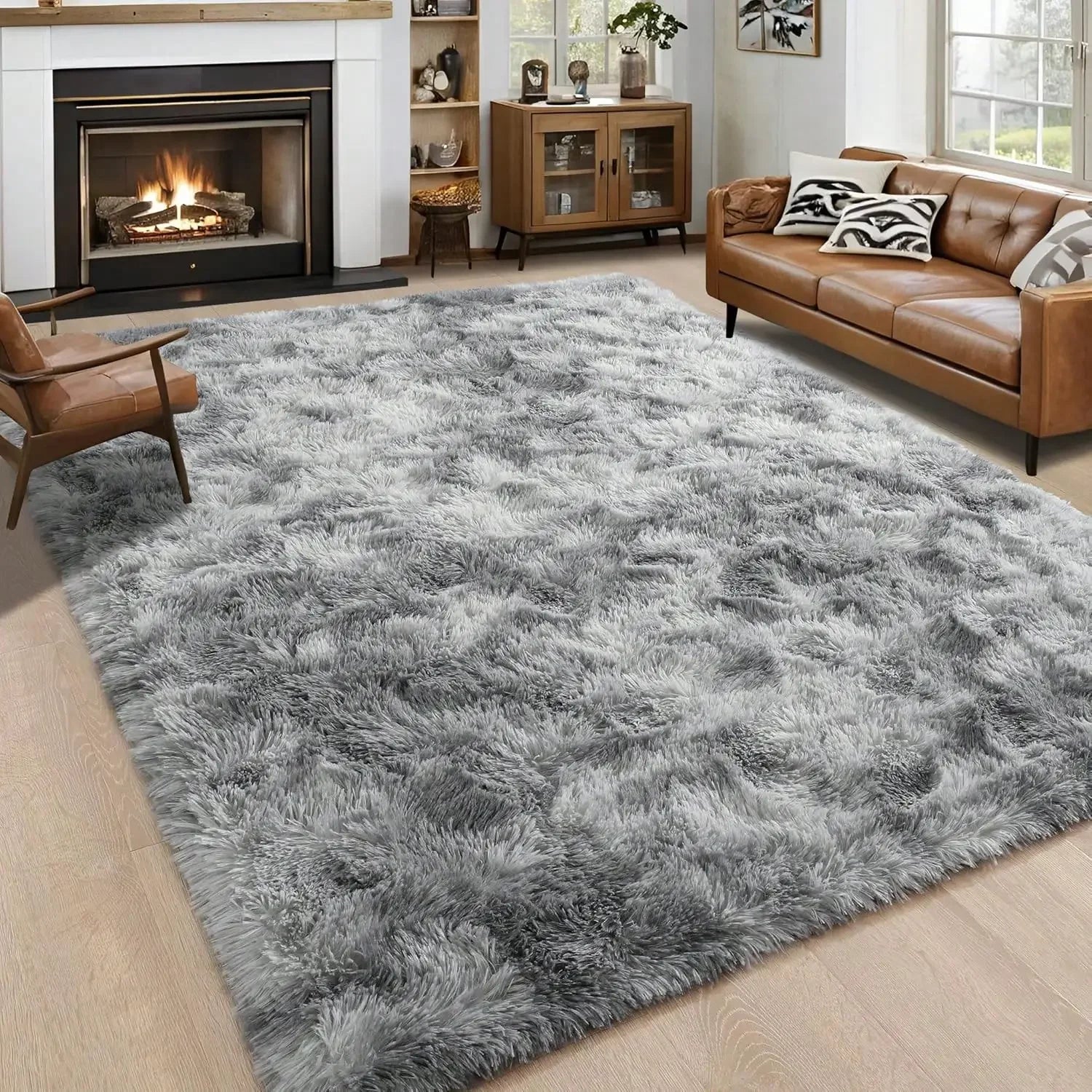 Eluckya Plush Thick Long Pile Carpet Non Slip Area Rug