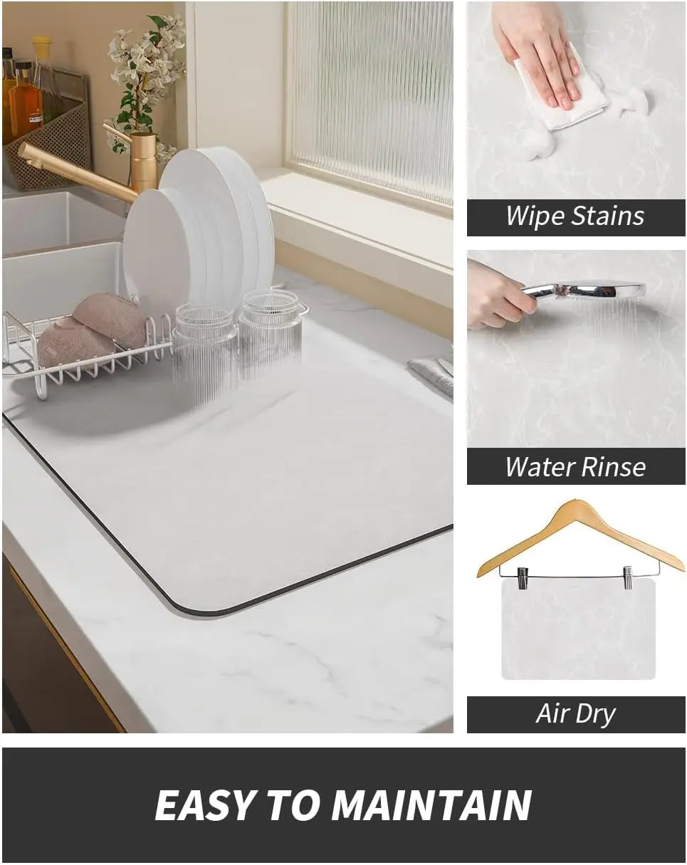 Water Absorbent Coffee Machine Mat With Rubber Backing