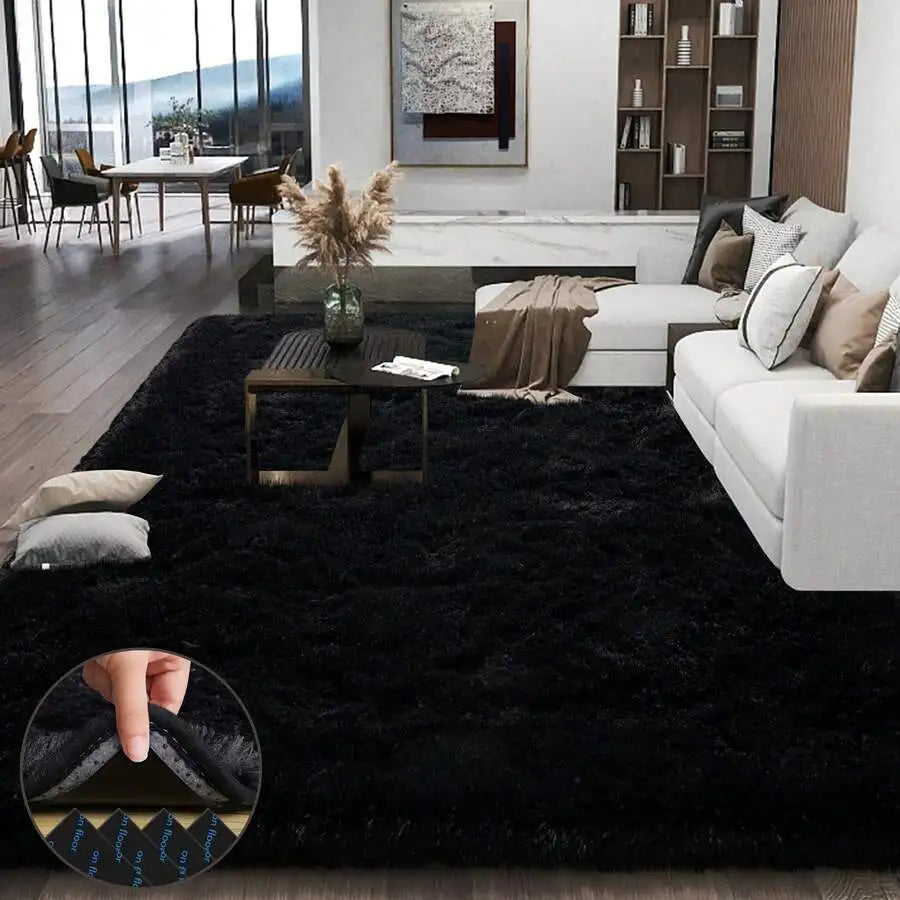 Modern Soft Shag Rug For Bedroom And Living Room With Plush Carpet
