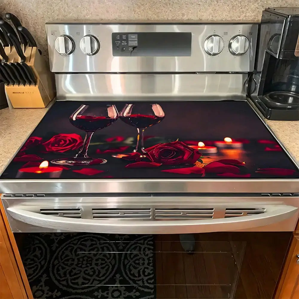 Spring Heat Resistant Placemat Non Slip Kitchen Mat With Red Roses