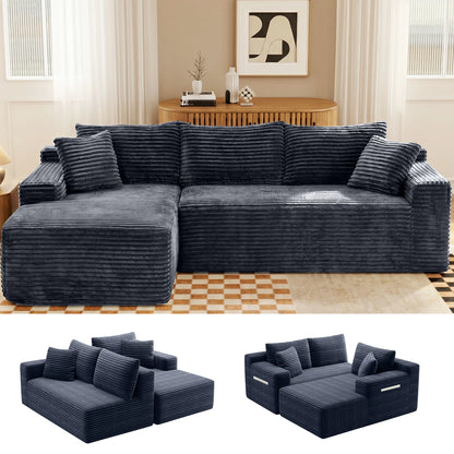 Cloud Modular Sectional Corduroy Sofa With L Shape Chaise
